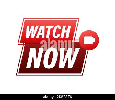 Watch live Badge, icon, stamp, logo. Vector illustration. Stock Vector