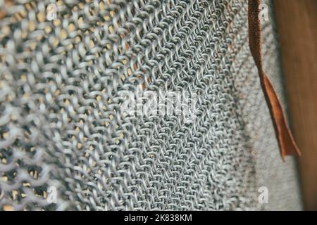 Steel chain mail at the Viking Festival in Denmark close-up Stock Photo