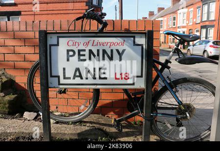 penny lane street sign in liverpool city Stock Photo