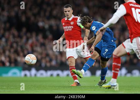 London, UK. 20th October 2022. Xavi Simons of PSV Eindhoven has a shot on goal during the UEFA Europa League match at the Emirates Stadium, London. Picture credit should read: Paul Terry / Sportimage Credit: Sportimage/Alamy Live News Stock Photo