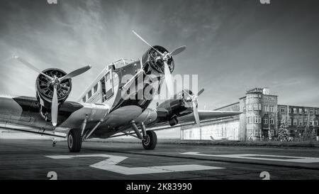 historical aircraft on a runway Stock Photo