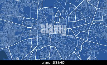 Detailed map poster of Indore city administrative area. Blue skyline panorama. Decorative graphic tourist map of Indore territory. Royalty free vector Stock Vector