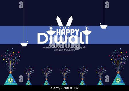 Website header or banner design background for Diwali Festival celebration with Diwali flower pot. Vector illustration offer banner, advertisement Stock Vector