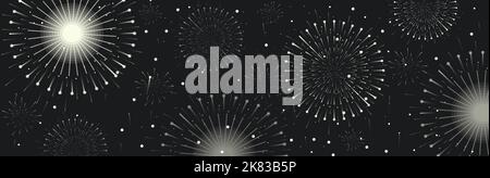 Festival fireworks. Fireworks banner and traditional celebration background. Stock Vector