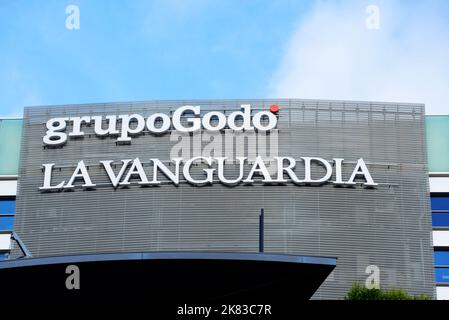 Barcelona, Spain - October 3, 2022: La Vanguardia and Grupo Godo headquarters in Diagonal avenue, Barcelona, Catalonia, Spain Stock Photo