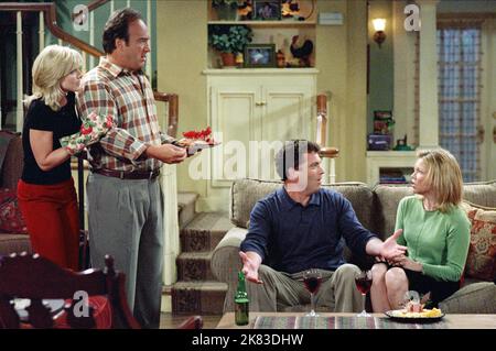 Courtney Thorne-Smith, James Belushi, Pat Finn & Stacey Travis Television: According To Jim (2001) Characters: Cheryl (182 episodes, 2001-2009), Jim  03 October 2001   **WARNING** This Photograph is for editorial use only and is the copyright of ABC and/or the Photographer assigned by the Film or Production Company and can only be reproduced by publications in conjunction with the promotion of the above Film. A Mandatory Credit To ABC is required. The Photographer should also be credited when known. No commercial use can be granted without written authority from the Film Company. Stock Photo