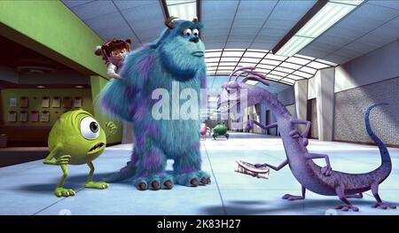 Mike, Boo, Sulley & Randall Boggs Film: Monsters, Inc.; Monsters Inc. (USA 2001)   Regie: Pete Docter, David Silverman, Lee Unkrich, Director: P Docter,D Silverman,L Unkrich 28 October 2001   **WARNING** This Photograph is for editorial use only and is the copyright of DISNEY and/or the Photographer assigned by the Film or Production Company and can only be reproduced by publications in conjunction with the promotion of the above Film. A Mandatory Credit To DISNEY is required. The Photographer should also be credited when known. No commercial use can be granted without written authority from t Stock Photo