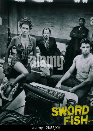 Halle Berry, John Travolta, Don Cheadle & Hugh Jackman Film: Swordfish (USA 2001) Characters: Ginger Knowles,Gabriel Shear,Agent J.T. Roberts & Stanley Jobson  Director: Dominic Sena 04 June 2001   **WARNING** This Photograph is for editorial use only and is the copyright of WARNER BROS. and/or the Photographer assigned by the Film or Production Company and can only be reproduced by publications in conjunction with the promotion of the above Film. A Mandatory Credit To WARNER BROS. is required. The Photographer should also be credited when known. No commercial use can be granted without writte Stock Photo