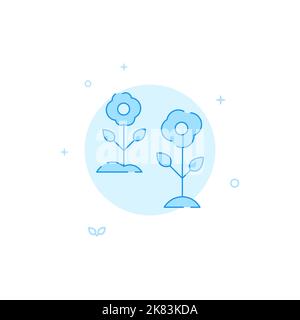Flowers, cabbage vector icon. Flat illustration. Filled line style. Blue monochrome design. Editable stroke. Adjust line weight. Stock Vector