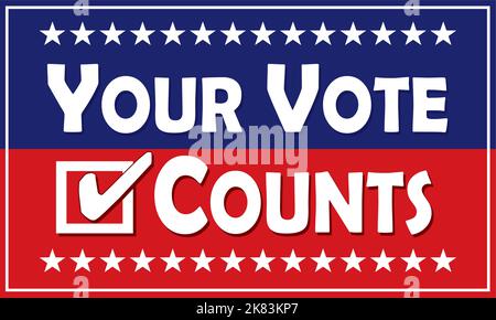 Your Vote Counts Banner American Red White and Blue Stock Vector Image ...