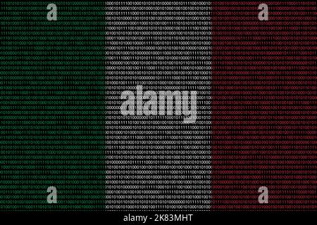 matrix binary code of zeros and ones in italy flag colors. Concept of computer modern technology and cyberspace Stock Photo