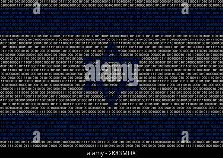 matrix binary code of zeros and ones in israil flag colors. Concept of computer modern technology and cyberspace Stock Photo