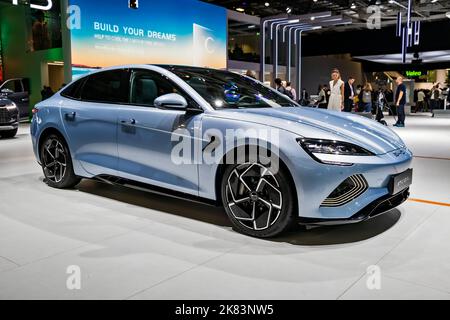 BYD Seal all-electric car showcased at the Paris Motor Show, France - October 17, 2022. Stock Photo