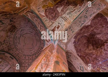 TIGRAY, ETHIOPIA - MARCH 22, 2019: Interior of Abuna Abraham Debre Tsion rock church in Tigray region, Ethiopia