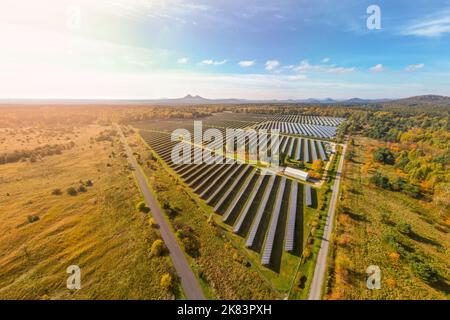 Large photovoltaic power station from above