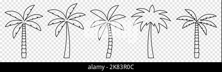 Palm line icons. Vector illustration isolated on transparent background Stock Vector