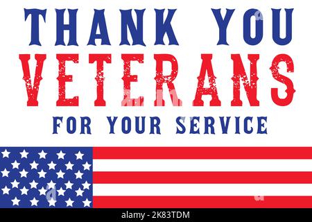 Veterans Day Armistice Day Thank You vector design for November 11 National holiday in America.National Military Family Month in United States. Thank Stock Vector