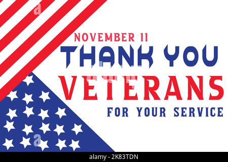 Veterans Day Armistice Day Thank You vector design for November 11 National holiday in America.National Military Family Month in United States. Thank Stock Vector