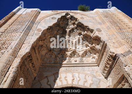 Located in Aksaray, Turkey, Sultanhani caravanserai was built in the 13th century. It is one of the most important caravanserais in Turkey. Stock Photo