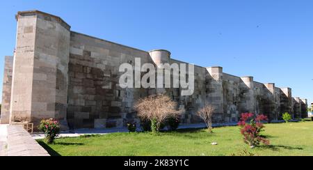 Located in Aksaray, Turkey, Sultanhani caravanserai was built in the 13th century. It is one of the most important caravanserais in Turkey. Stock Photo