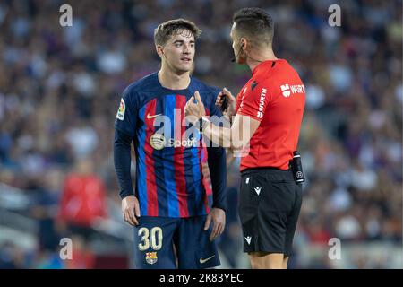 Barcelona, Spain. 20th Oct, 2022. Spanish La Liga Santander soccer match FC Barcelona vs Villarreal at Camp Nou Stadium Barcelona, 20 October 2022 Gavi  900/Cordon Press Credit: CORDON PRESS/Alamy Live News Stock Photo