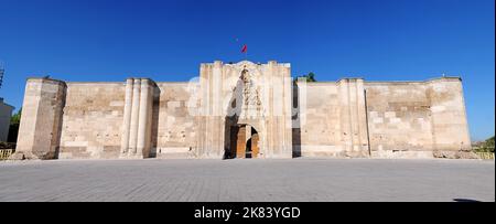 Located in Aksaray, Turkey, Sultanhani caravanserai was built in the 13th century. It is one of the most important caravanserais in Turkey. Stock Photo