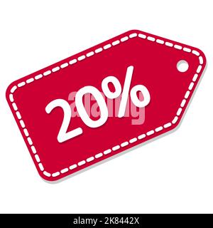 20 percent discount. Black Friday sale illustration. Vector tag. Stock Vector