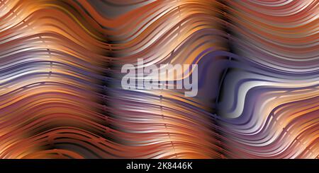 Beautiful and graceful gradient waves of color which are interspersed with smooth thin lines, orange, red green, yellow neon colors. High resolution s Stock Photo