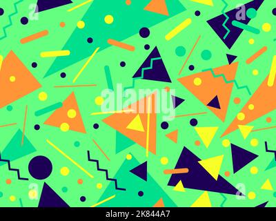 Memphis seamless pattern with geometric shapes in 80s style. Colorful geometric pattern. Design of promotional products, wrapping paper and printing. Stock Vector