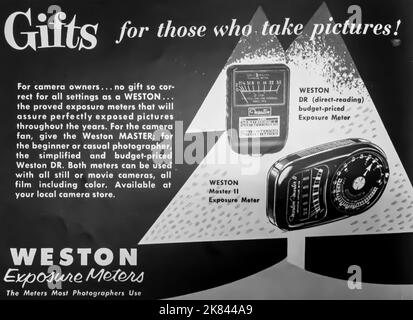 Weston eposure meter in a NatGeo magazine, 1954 Stock Photo