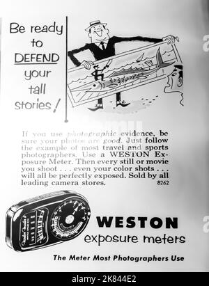 Weston eposure meter in a NatGeo magazine, 1954 Stock Photo