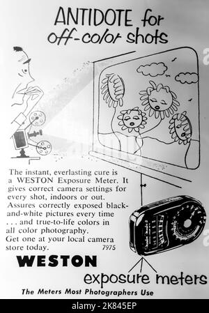 Weston eposure meter advert in a NatGeo magazine, 1954 Stock Photo