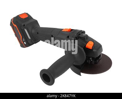 Cordless grinder on battery isolated on white background Stock Photo
