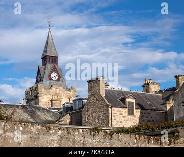 13 October 2022. Nairn, Highlands and Islands, Scotland. This is Nairn Town Clock . Stock Photo