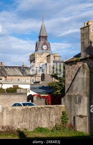 13 October 2022. Nairn, Highlands and Islands, Scotland. This is Nairn Town Clock . Stock Photo