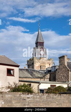 13 October 2022. Nairn, Highlands and Islands, Scotland. This is Nairn Town Clock . Stock Photo