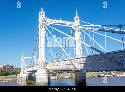 Albert Bridge, Albert Bridge Road, Battersea, London Borough of Wandsworth, Greater London, England, United Kingdom Stock Photo