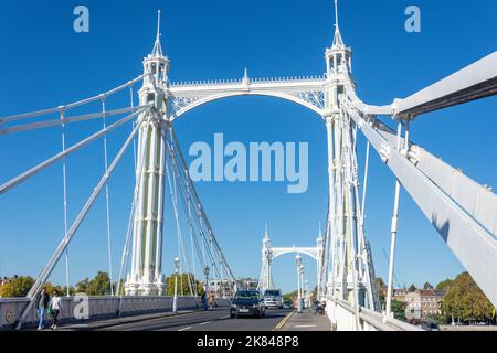 Albert Bridge, Albert Bridge Road, Battersea, London Borough of Wandsworth, Greater London, England, United Kingdom Stock Photo