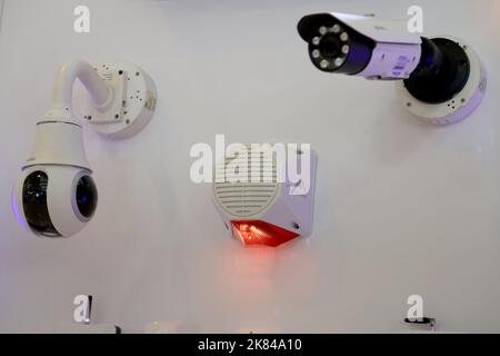 October 20, 2022, Tehran, Tehran, Iran: CCTV IP cameras are displayed at the 19th International Police Security and Safety Equipment Exhibition (IPAS 2022) at the grand Mosalla mosque in Tehran, Iran, on October 20, 2022. The idea to hold an IPAS exhibition took shape in 2001 with the initiative of the then Commander of the Law Enforcement Force of the Islamic Republic of Iran. The first term was held in the same year entitled, â€œ IPAS 2002: on March 2001 on police, security and safety equipment at the venue of the Conference Center of IRIB with the productions of 19 countries. After that, it Stock Photo