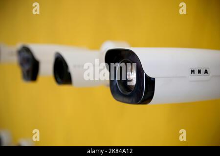 October 20, 2022, Tehran, Tehran, Iran: CCTV IP cameras are displayed at the 19th International Police Security and Safety Equipment Exhibition (IPAS 2022) at the grand Mosalla mosque in Tehran, Iran, on October 20, 2022. The idea to hold an IPAS exhibition took shape in 2001 with the initiative of the then Commander of the Law Enforcement Force of the Islamic Republic of Iran. The first term was held in the same year entitled, â€œ IPAS 2002: on March 2001 on police, security and safety equipment at the venue of the Conference Center of IRIB with the productions of 19 countries. After that, it Stock Photo