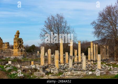 Preserved elements of architecture of Hadrianic Baths in Aphrodisias, Turkey Stock Photo