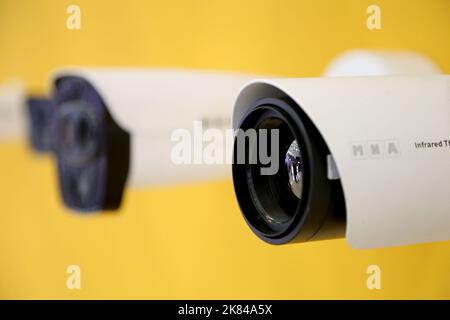 October 20, 2022, Tehran, Tehran, Iran: CCTV IP cameras are displayed at the 19th International Police Security and Safety Equipment Exhibition (IPAS 2022) at the grand Mosalla mosque in Tehran, Iran, on October 20, 2022. The idea to hold an IPAS exhibition took shape in 2001 with the initiative of the then Commander of the Law Enforcement Force of the Islamic Republic of Iran. The first term was held in the same year entitled, â€œ IPAS 2002: on March 2001 on police, security and safety equipment at the venue of the Conference Center of IRIB with the productions of 19 countries. After that, it Stock Photo