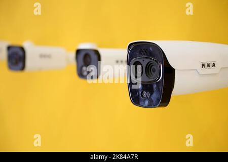 October 20, 2022, Tehran, Tehran, Iran: CCTV IP cameras are displayed at the 19th International Police Security and Safety Equipment Exhibition (IPAS 2022) at the grand Mosalla mosque in Tehran, Iran, on October 20, 2022. The idea to hold an IPAS exhibition took shape in 2001 with the initiative of the then Commander of the Law Enforcement Force of the Islamic Republic of Iran. The first term was held in the same year entitled, â€œ IPAS 2002: on March 2001 on police, security and safety equipment at the venue of the Conference Center of IRIB with the productions of 19 countries. After that, it Stock Photo