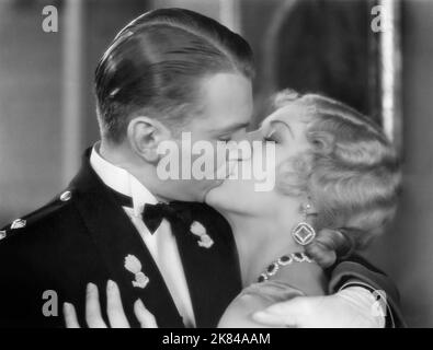 Douglas Fairbanks, Jr., Florence Britton, on-set of the Film, 'Chances', First National Pictures, Warner Bros., 1931 Stock Photo