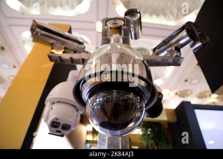 October 20, 2022, Tehran, Tehran, Iran: CCTV IP cameras are displayed at the 19th International Police Security and Safety Equipment Exhibition (IPAS 2022) at the grand Mosalla mosque in Tehran, Iran, on October 20, 2022. The idea to hold an IPAS exhibition took shape in 2001 with the initiative of the then Commander of the Law Enforcement Force of the Islamic Republic of Iran. The first term was held in the same year entitled, â€œ IPAS 2002: on March 2001 on police, security and safety equipment at the venue of the Conference Center of IRIB with the productions of 19 countries. After that, it Stock Photo