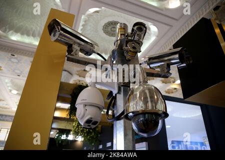 October 20, 2022, Tehran, Tehran, Iran: CCTV IP cameras are displayed at the 19th International Police Security and Safety Equipment Exhibition (IPAS 2022) at the grand Mosalla mosque in Tehran, Iran, on October 20, 2022. The idea to hold an IPAS exhibition took shape in 2001 with the initiative of the then Commander of the Law Enforcement Force of the Islamic Republic of Iran. The first term was held in the same year entitled, â€œ IPAS 2002: on March 2001 on police, security and safety equipment at the venue of the Conference Center of IRIB with the productions of 19 countries. After that, it Stock Photo