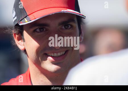 Austin, USA . 20th Oct, 2022. October 20, 2022: Carlos Sainz #55 with Scuderia Ferrari walking at the Paddock prior to the United States Grand Prix, Circuit of the Americas. Austin, Texas. Mario Cantu/CSM Credit: Cal Sport Media/Alamy Live News Stock Photo