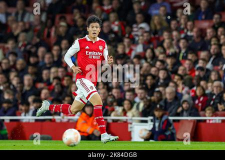 London, UK. 20th Oct, 2022. Arsenal defender Takehiro Tomiyasu during the Europa League match between Arsenal and PSV Eindhoven at the Emirates Stadium, London, England on 20 October 2022. Credit: Aflo Co. Ltd./Alamy Live News Stock Photo