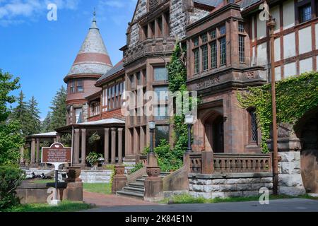 Canandaigua, NY, USA - August 2022:  The ornate 19th century Sonnenberg Mansion, on the National Register of Historic Places Stock Photo