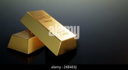 Colorful gold bars background.  (3D rendering computer digitally generated illustration.) Stock Photo